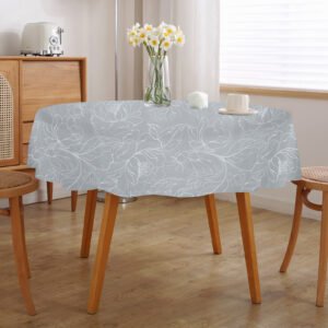 Grey Flower Printed Tablecloth