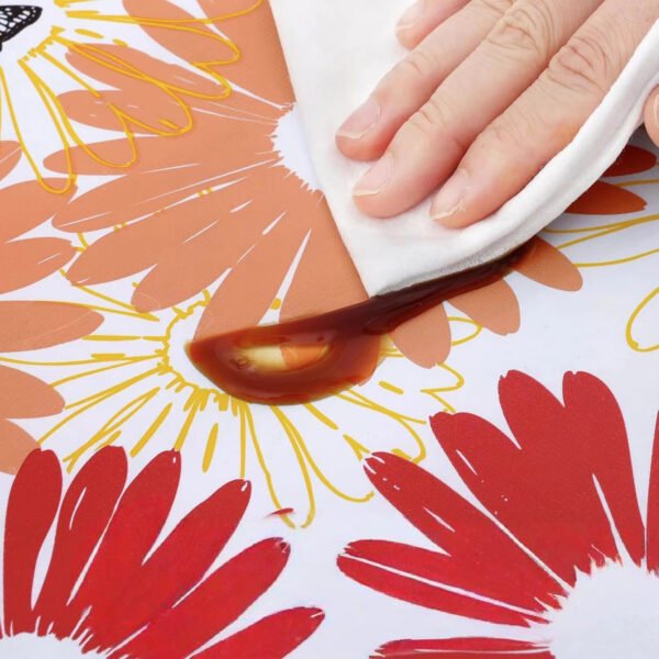 Pink Floral Round Tablecloth Fitted Vinyl Tablecloth