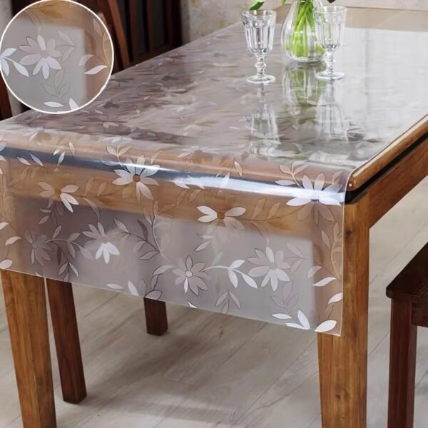 3D Embossing PVC Disposable Tablecloth Rolls (6) 3D embossing floral PVC disposable tablecloth roll, round shape