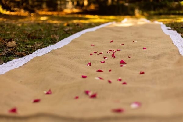 40 Inch Burlap Runner (2) 40"x10ft Natural Jute Wedding Aisle Runner with Lace Edges