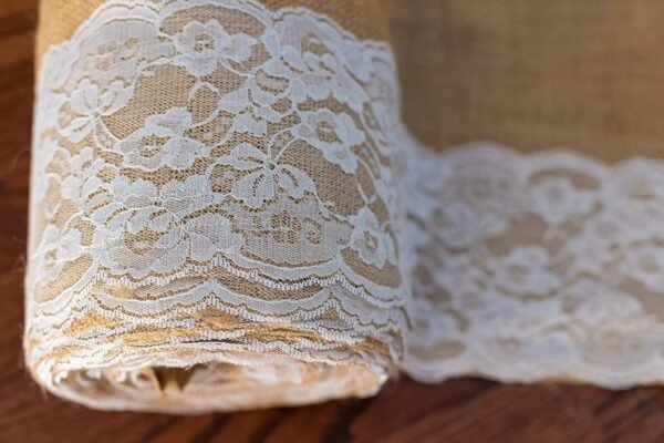 40 Inch Burlap Runner (5) 40"x10ft Natural Jute Wedding Aisle Runner with Lace Edges