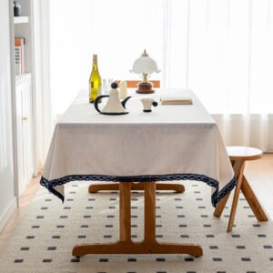 Easy-Care Cotton Blend Tablecloth - Family-Friendly Kitchen Use