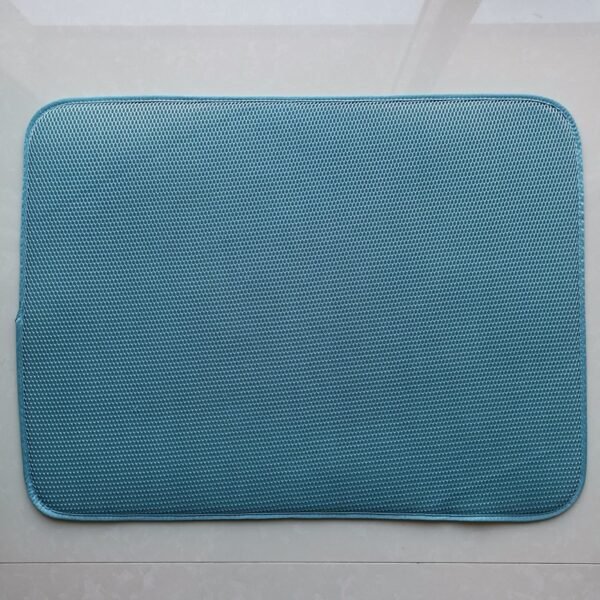 Aqua Blue Pineapple Grid Foam-Core Dish Drying Mat – Large Absorbent Kitchen Pad