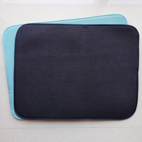 Aqua Blue Pineapple Grid Foam-Core Dish Drying Mat – Large Absorbent Kitchen Pad