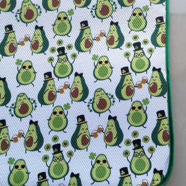 Avocado Print Foam-Core Dish Drying Mat – Absorbent Cushioned Kitchen Counter Mat