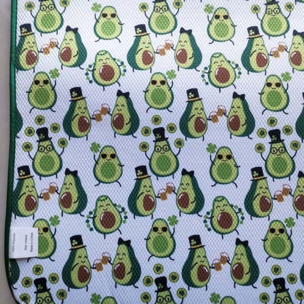 Avocado Print Foam-Core Dish Drying Mat – Absorbent Cushioned Kitchen Counter Mat