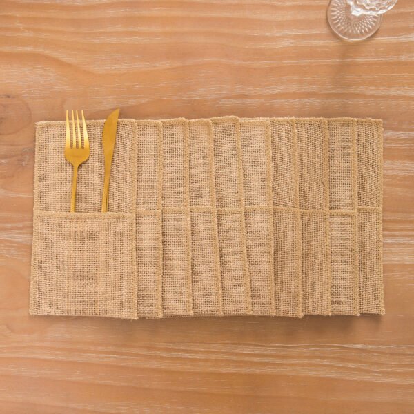B095YBBYT8 (11) Natural Burlap Utensil Holder Pouches