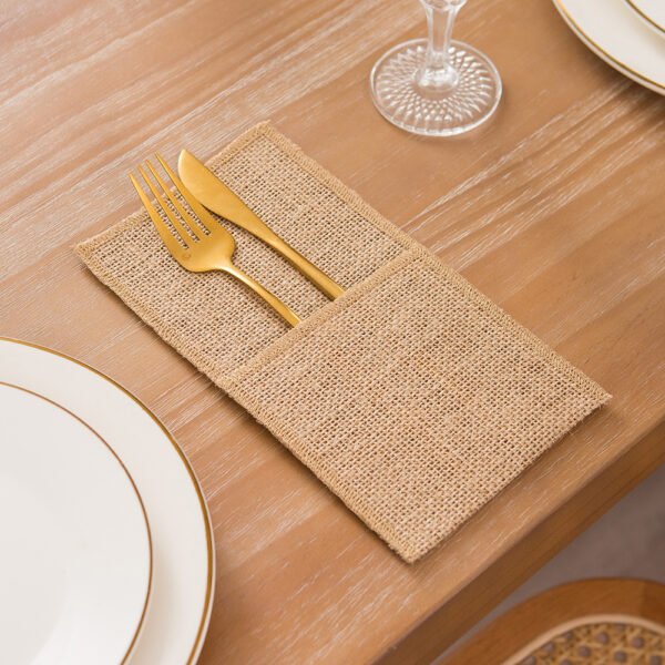 B095YBBYT8 (8) Natural Burlap Utensil Holder Pouches