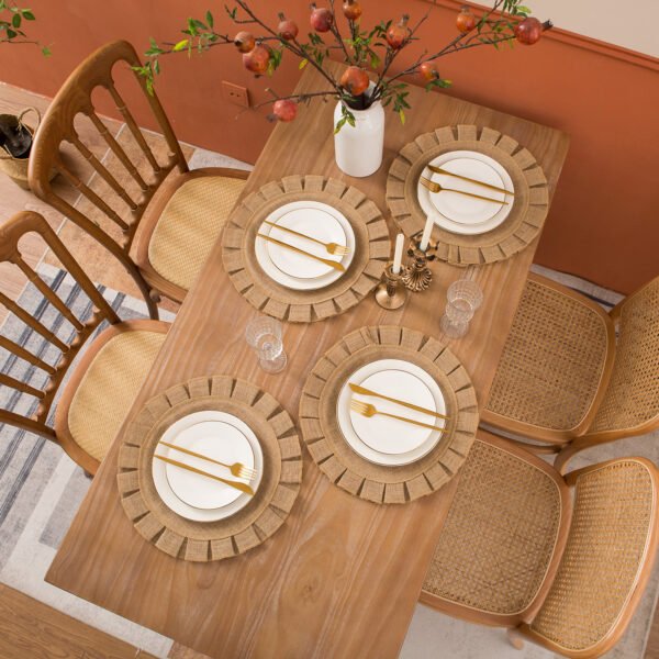 B095YFNVP2 (8) Christmas Round Burlap Placemats