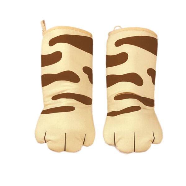 Beige Cat Paw Microwave Oven Mitt - Cotton & Heat Resistant (13) Cute Cat Paw Microwave Oven Mitts - Cotton, Beige