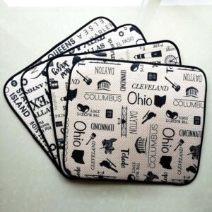 Beige City Print Foam-Core Dish Drying Mat