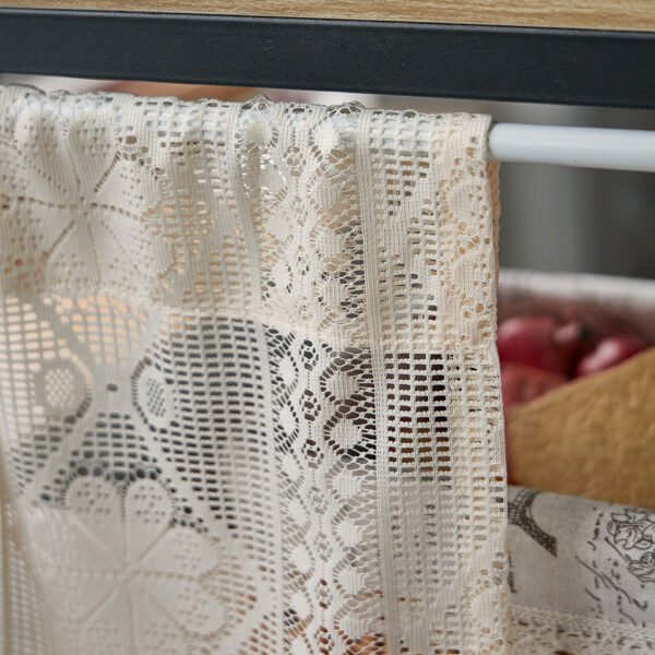 Beige Eight-Petal Flower Café Curtain with Tassels – French Style Short Curtain (2) beige eight petal flower lace café curtain with tassels farmhouse style
