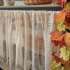 Beige Eight-Petal Flower Café Curtain with Tassels – French Style Short Curtain (5) beige eight petal flower lace café curtain with tassels farmhouse style