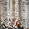 Beige Eight-Petal Flower Café Curtain with Tassels – French Style Short Curtain (6) beige eight petal flower lace café curtain with tassels farmhouse style