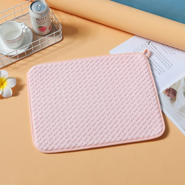 Beige Microfiber Dish Drying Mat – Absorbent Kitchen Counter Pad