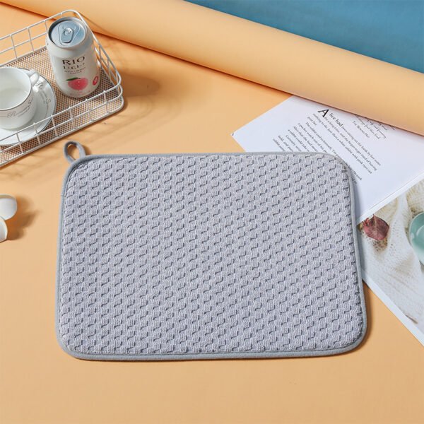 Beige Microfiber Dish Drying Mat – Absorbent Kitchen Counter Pad