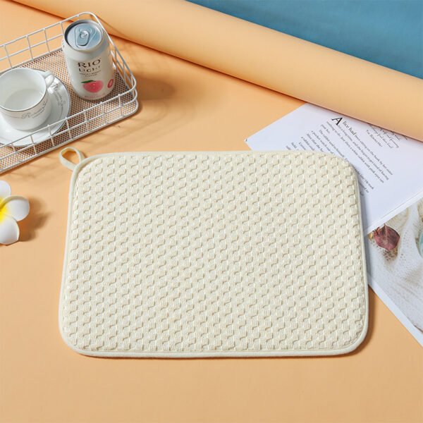 Beige Microfiber Dish Drying Mat – Absorbent Kitchen Counter Pad