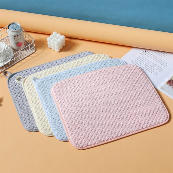 Beige Microfiber Dish Drying Mat – Absorbent Kitchen Counter Pad