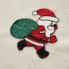 beige Santa Claus embroidery polyester café curtain holiday farmhouse valance