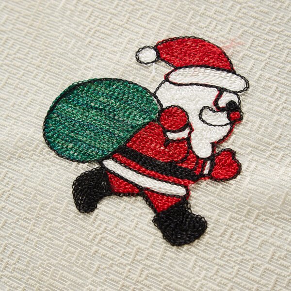 beige Santa Claus embroidery polyester café curtain holiday farmhouse valance