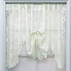 beige three flower lace roman shade café curtain farmhouse rustic style