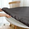 Black Marble Elastic Table Cover (3) Black elastic PVC waterproof round table cover