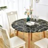 Black Marble Print Round Elastic Table Cover (4) Black Marble Print Round Elastic Table Cover
