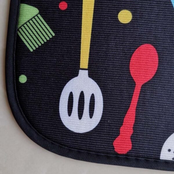 Black Utensil Print Foam-Core Dish Drying Mat – Wholesale (2) Black Utensil Print Foam-Core Dish Drying Mat – Decorative Absorbent Kitchen Pad