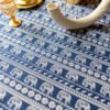 Blue Base Elephant Cotton Blend Tablecloth (5) Blue Base Cotton Blend Tablecloth - Elephant Print