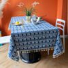 Blue Base Elephant Cotton Blend Tablecloth (6) Blue Base Cotton Blend Tablecloth - Elephant Print