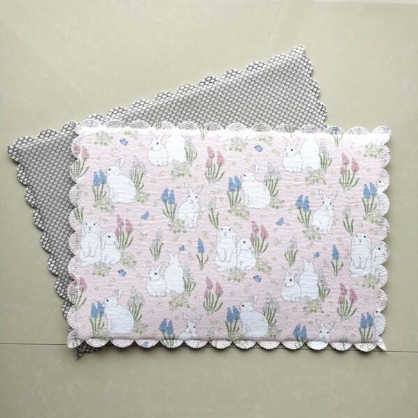Blue Rabbit & Botanical Foam-Core Dish Drying Mat