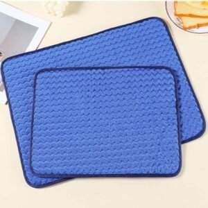 Blue Wave Pattern Microfiber Dish Drying Mat – Absorbent Kitchen Mat