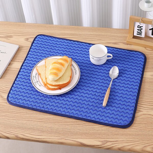 Blue Wave Microfiber Dish Drying Mat – Wholesale (2) Blue Wave Pattern Microfiber Dish Drying Mat – Absorbent Kitchen Mat