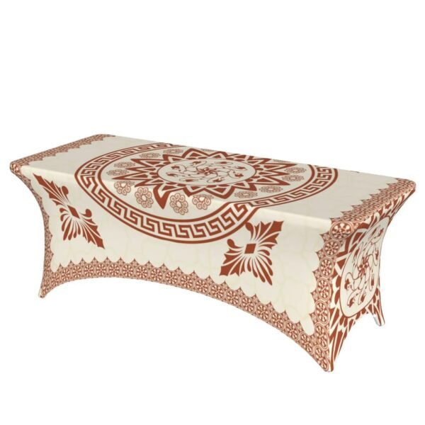 Minimalist white fitted polyester tablecloth with Bohemian style design