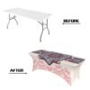 White Bohemian elastic polyester table cover with mandala geometric prints
