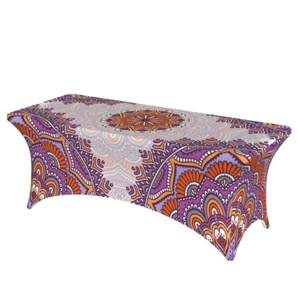 Bohemian mandala elastic polyester table cover – waterproof fitted tablecloth