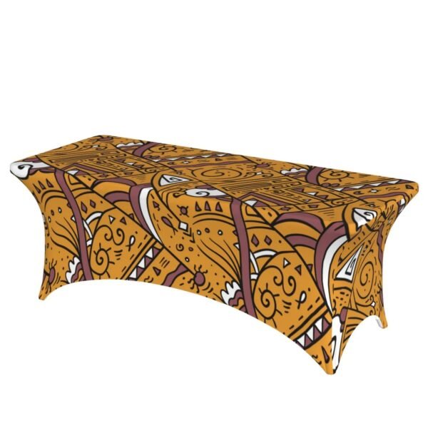Minimalist white fitted polyester tablecloth with Bohemian style design