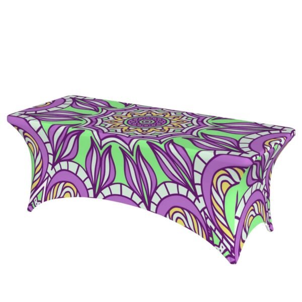 Minimalist white fitted polyester tablecloth with Bohemian style design