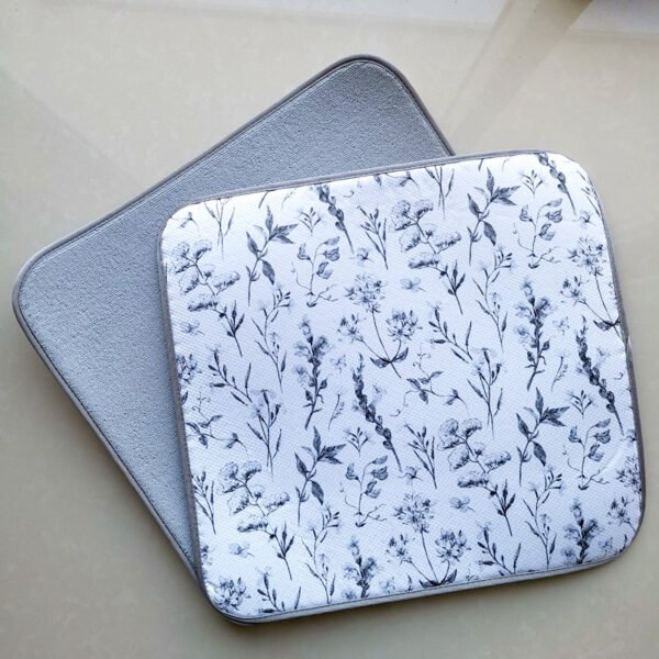 Botanical Printed Foam-Core Dish Drying Mat – Plant Pattern Absorbent Pad