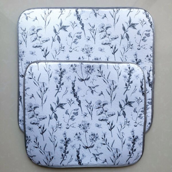 Botanical Printed Foam-Core Dish Drying Mat – Plant Pattern Absorbent Pad