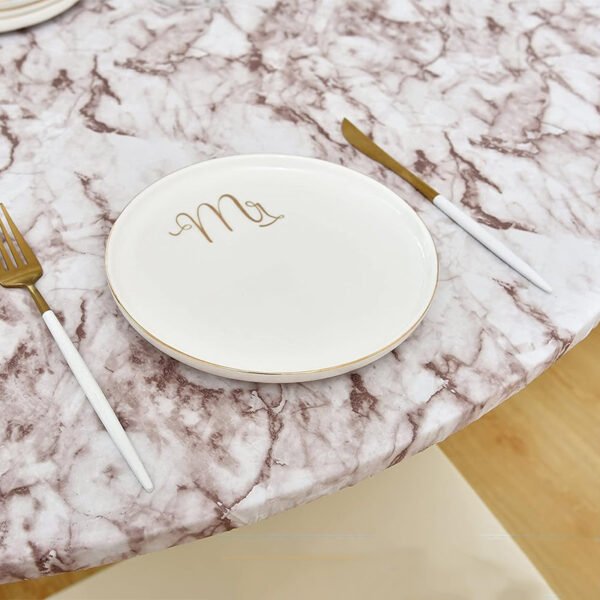 Brown Marble Print Round Elastic Table Cover (2) Black Marble Print Round Elastic Table Cover