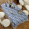 Bulk Blue Base White Flower Tablecloth (3) Bulk Blue Base White Flowers Cotton Blend Tablecloth