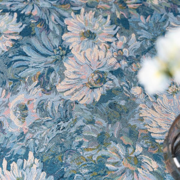 Wholesale Blue Floral Oil Painting Tablecloth