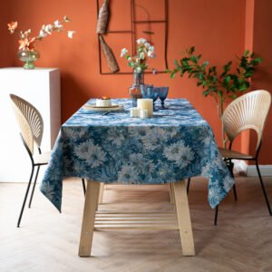 Custom Logo Blue Peony Tablecloth - MOQ 50pcs Bulk Order