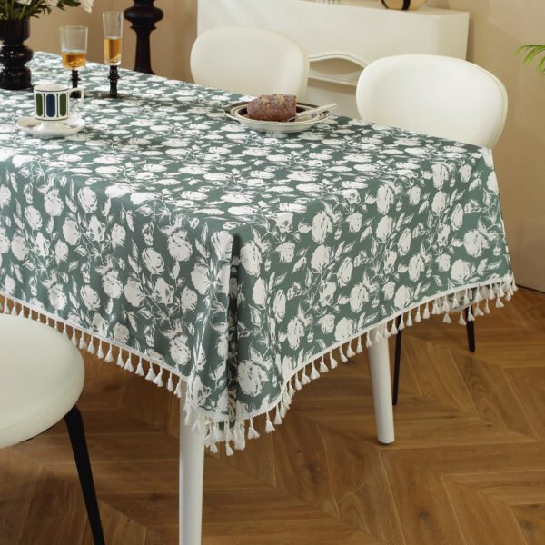 Natural Green Floral Tablecloth
