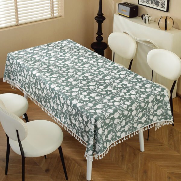 Natural Green Floral Tablecloth