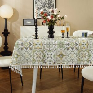 Wholesale Grecian Key Cotton Blend Tablecloth - Coastal Hotel Use