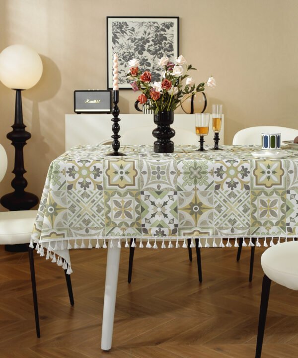 Wholesale Grecian Key Cotton Blend Tablecloth - Coastal Hotel Use