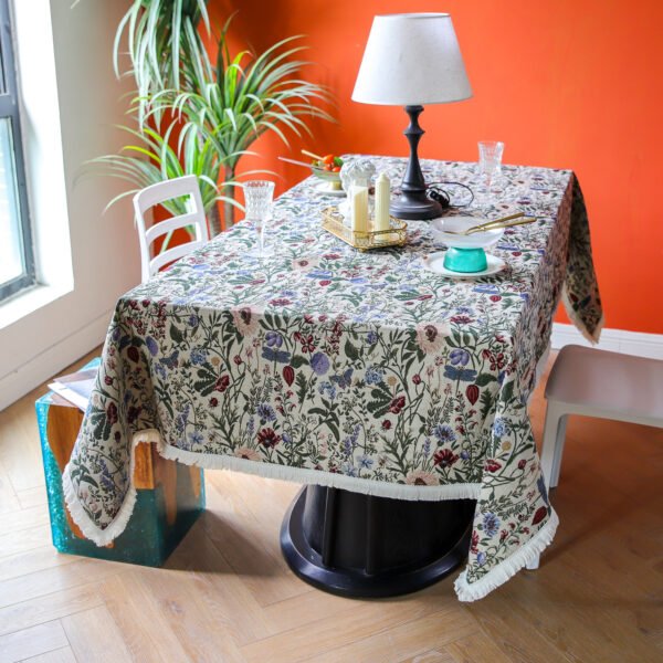 Oil Painting Style Cotton Blend Tablecloth