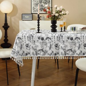 Custom Logo Botanical Tablecloth - 65% Cotton 35% Polyester Bulk Order